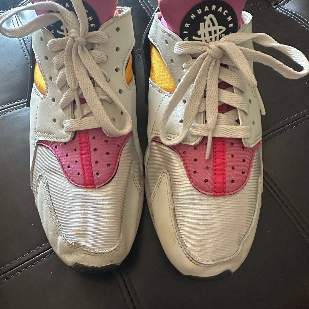 Nike Air Huarache Pink and Yellow Sneakers
